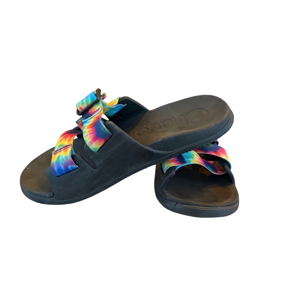 Chaco Chillos Slide Sandals Womens 7 Black Tie Dye Adjustable Strap Athletic - Picture 2 of 7